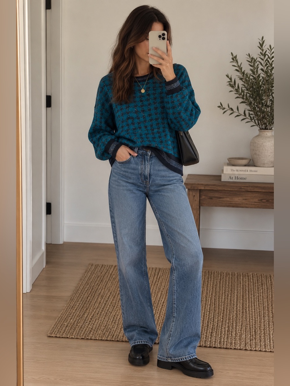 NWOT 525 America Houndstooth Metallic Pullover Sweater
